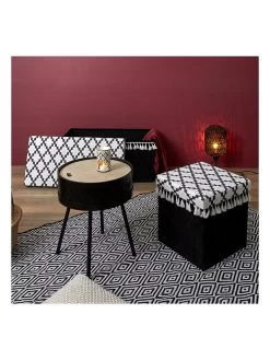 Kruk Met Opbergruimte Zwart/wit - (B)87 X (H)38 X (D)38 Cm -Home Uitgebreid Winkel ethnical life kruk met opbergruimte zwart wit b 87 x h 38 x d 38 cm 8