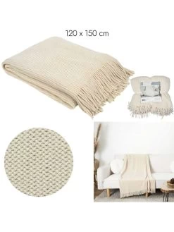 Plaid Beige - (L)150 X (B)120 Cm -Home Uitgebreid Winkel ethnical life plaid beige l 150 x b 120 cm 4