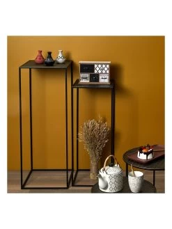 Set Van Twee Tafels Zwart/goudkleurig -Home Uitgebreid Winkel ethnical life set van twee tafels zwart goudkleurig 1