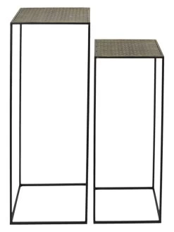 Set Van Twee Tafels Zwart/goudkleurig -Home Uitgebreid Winkel ethnical life set van twee tafels zwart goudkleurig 7