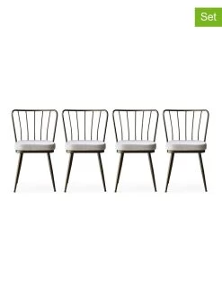 4-delige Set: Eetkamerstoelen Zwart/wit - (B)43 X (H)82 X (D)42 Cm