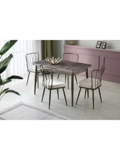 4-delige Set: Eetkamerstoelen Zwart/wit - (B)43 X (H)82 X (D)42 Cm -Home Uitgebreid Winkel evila 4 delige set eetkamerstoelen zwart wit b 43 x h 82 x d 42 cm 5