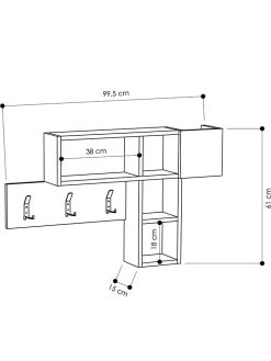 Garderobepaneel "Game" Wit - (B)99,5 X (H)61 X (D)15 Cm -Home Uitgebreid Winkel evila garderobepaneel game wit b 99 5 x h 61 x d 15 cm 2