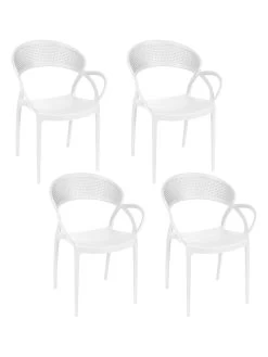 4-delige Set: Tuinstoelen "Santorin" Wit - (B)58,5 X (H)81,5 X (D)57,5 Cm -Home Uitgebreid Winkel garden spirit 4 delige set tuinstoelen santorin wit b 58 5 x h 81 5 x d 57 5 cm 4