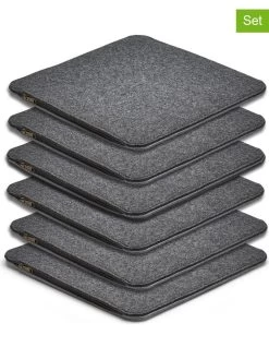 6-delige Set: Zitkussens Grijs/antraciet - (L)35 X (B)35 Cm