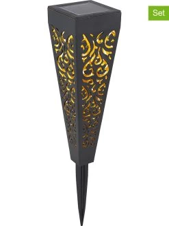 3-delige Set: Ledsolartuinstekers Zwart - (H)33 Cm