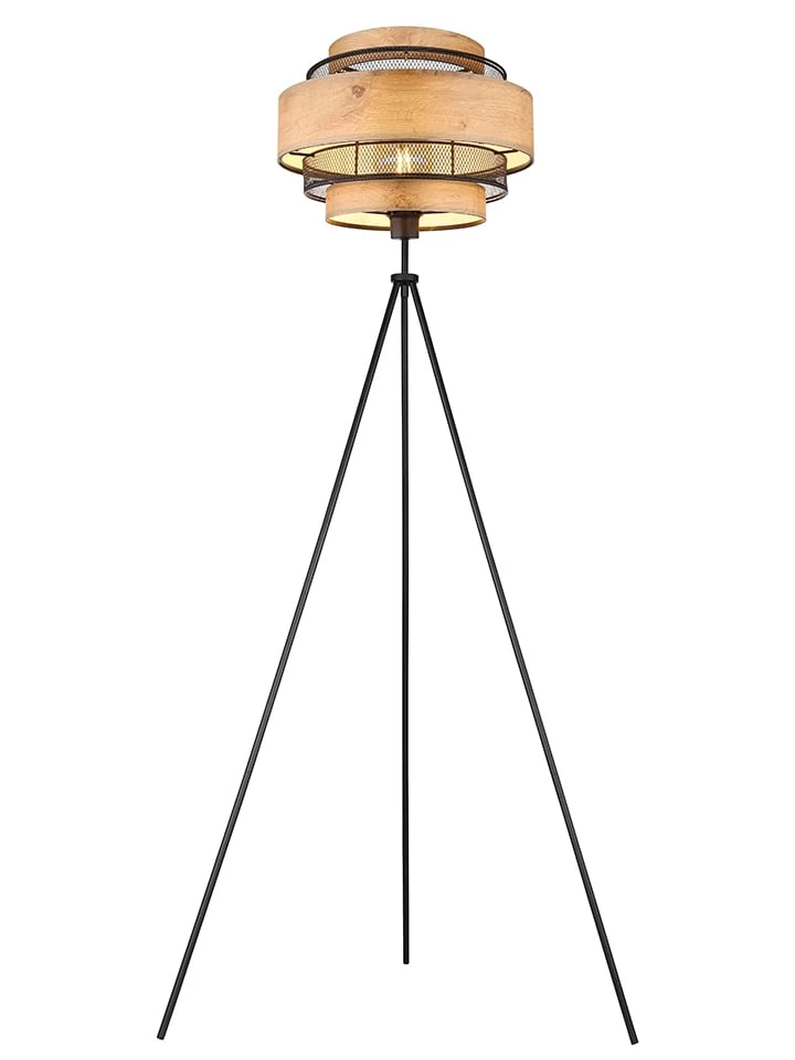 Staande Lamp "Soeni" Zwart/lichtbruin - (H)150 X Ø 60 Cm 3 Staande Lamp "Soeni" Zwart/lichtbruin - (H)150 X Ø 60 Cm
