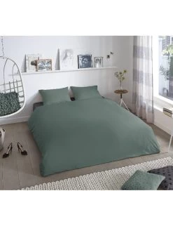 Beddengoedset "Uni" Groen -Home Uitgebreid Winkel good morning beddengoedset uni groen 2