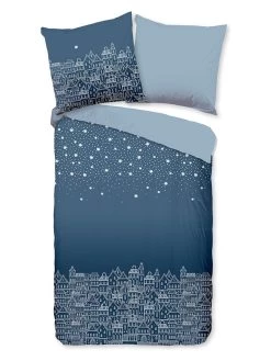 Flanellen Beddengoedset "Night" Blauw