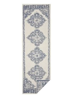 Indoor-/outdoortapijt Crème/blauw