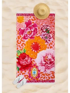 Strandlaken "Liberty" Rood/oranje -Home Uitgebreid Winkel happiness strandlaken liberty rood oranje 1