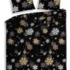 Flanellen Beddengoedset "Avrem" Zwart/goudkleurig/zilverkleurig