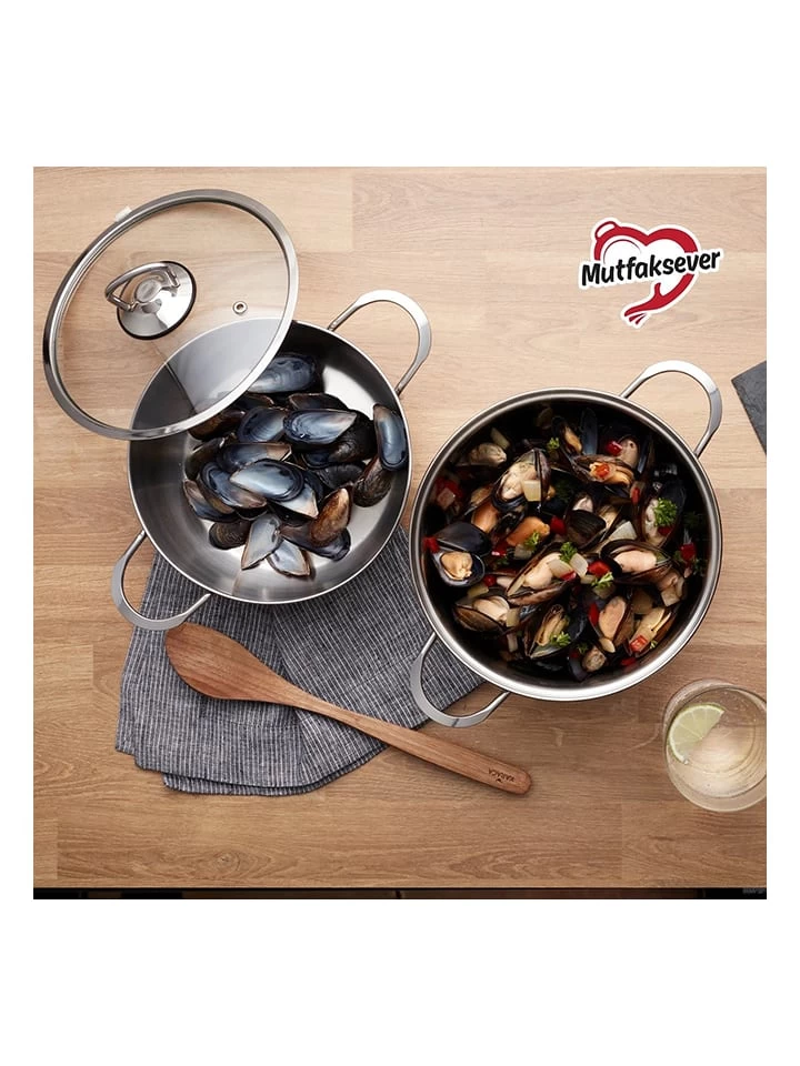 Roestvrijstalen Pan - (H)21 X Ø 25 Cm 3 Roestvrijstalen Pan - (H)21 X Ø 25 Cm