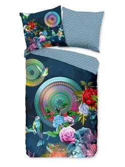 HIP Flanellen Beddengoedset "Chachou" Blauw/meerkleurig