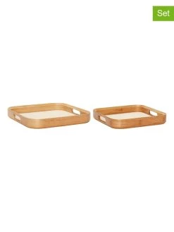 2-delige Set: Dienbladen "Canvas" Lichtbruin