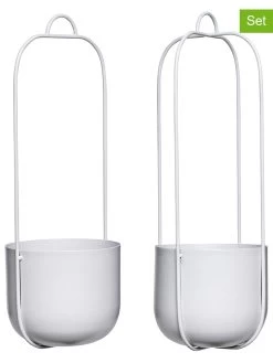 2-delige Set: Hangende Bloembakken Grijs - (H)44 X Ø 16 Cm