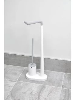 Toiletborstelgarnituur "Cade" Wit/grijs - (B)23,2 X (H)63,5 X (D)14 Cm -Home Uitgebreid Winkel idesign toiletborstelgarnituur cade wit grijs b 23 2 x h 63 5 x d 14 cm 2