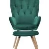 2-delige Set: Fauteuil Met Hocker Groen -Home Uitgebreid Winkel inart 2 delige set fauteuil met hocker groen