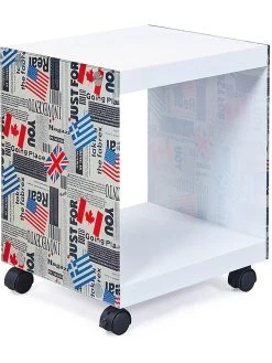 Kast Op Wielen "PT16-15 Flags" Meerkleurig/wit - (B)38 X (H)33,5 X (D)46 Cm