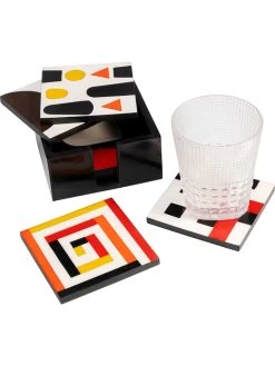 7-delige Set: Onderzetters "Artistic" Zwart/meerkleurig - (B)12 X (D)12 Cm -Home Uitgebreid Winkel kare 7 delige set onderzetters artistic zwart meerkleurig b 12 x d 12 cm 2