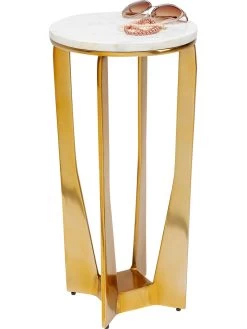 Bijzettafel "Kala" Goudkleurig/wit - (H)57 X Ø 28 Cm -Home Uitgebreid Winkel kare bijzettafel kala goudkleurig wit h 57 x o 28 cm 4