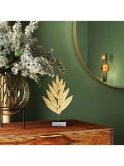 Decoratief Object "Leaves" Goudkleurig - (B)15 X (H)25 X (D)4 Cm -Home Uitgebreid Winkel kare decoratief object leaves goudkleurig b 15 x h 25 x d 4 cm 5