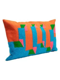 Kussen "Sevilla" Oranje/lichtblauw - (L)50 X (B)30 Cm -Home Uitgebreid Winkel kare kussen sevilla oranje lichtblauw l 50 x b 30 cm 1