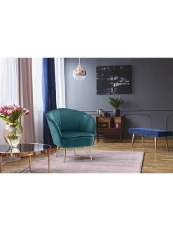 Fauteuil "Poola" Petrol - (B)67 X (H)78 X (D)76 Cm -Home Uitgebreid Winkel kayoom fauteuil poola petrol b 67 x h 78 x d 76 cm 7