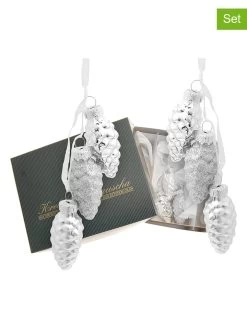 Kerstboomkegels "Miniatuur Kegels" Zilverkleurig - 6 Stuks