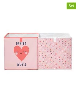 2-delige Set: Boxen Lichtroze - (B)33 X (H)33 X (D)33 Cm