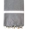 Fouta "Traditionelle - Melissa" Grijs - (L)200 X (B)200 Cm -Home Uitgebreid Winkel le comptoir de la plage fouta traditionelle melissa grijs l 200 x b 200 cm