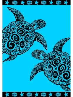 Strandlaken "Kosa - Turtle" Turquoise/zwart - (L)180 X (B)140 Cm