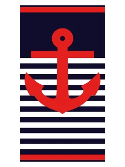 Strandlaken "Margo - Kirby" Donkerblauw/wit/rood - (L)175 X (B)100 Cm