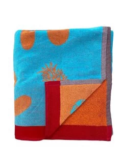 Strandlaken "Mesta - Daisies" Lichtblauw/oranje - (L)180 X (B)140 Cm -Home Uitgebreid Winkel le comptoir de la plage strandlaken mesta daisies lichtblauw oranje l 180 x b 140 cm 3