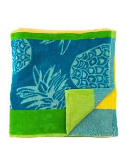 Strandlaken "Olympia - Karia" Groen/blauw/geel - (L)180 X (B)140 Cm -Home Uitgebreid Winkel le comptoir de la plage strandlaken olympia karia groen blauw geel l 180 x b 140 cm 2