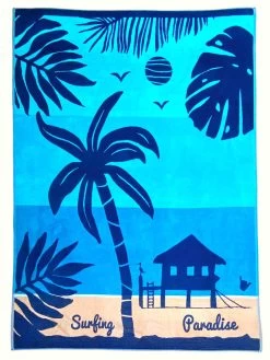 Strandlaken "Relax - Harrington" Lichtblauw/blauw - (L)180 X (B)140 Cm