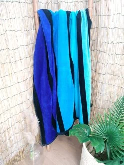 Strandlaken "Tangua - Happy" Blauw/lichtblauw - (L)180 X (B)140 Cm -Home Uitgebreid Winkel le comptoir de la plage strandlaken tangua happy blauw lichtblauw l 180 x b 140 cm 3