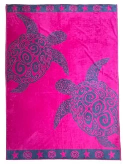 Strandlaken "Vacancia - Fuchsia Turtles" Roze - (L)180 X (B)140 Cm