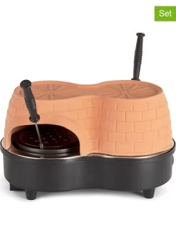 LIVOO 3-delige Pizzaovenset Terracotta/zwart