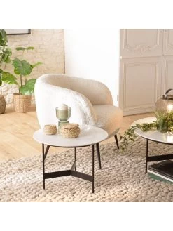 Salontafel Wit/zwart - (H)40 X Ø 50 Cm