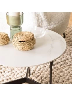 Salontafel Wit/zwart - (H)40 X Ø 50 Cm -Home Uitgebreid Winkel macabane salontafel wit zwart h 40 x o 50 cm 3