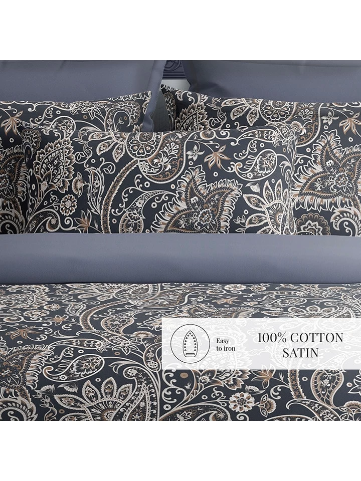 2-delige Set: Satijnen Kussenslopen "Indienne" Grijs/taupe 4 2-delige Set: Satijnen Kussenslopen "Indienne" Grijs/taupe - Afbeelding 2