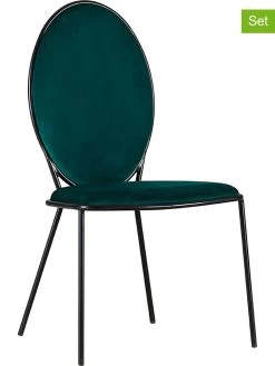 2-delige Set: Eetkamerstoelen "Sking" Donkergroen - (B)52 X (H)97 X (D)53 Cm