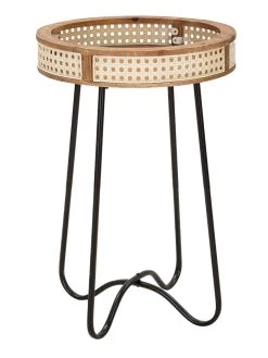 Bijzettafel Lichtbruin/zwart - (H)60 X Ø 40 Cm