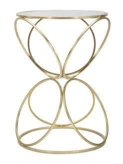 Bijzettafel Wit/goudkleurig - (H)61 X Ø 42 Cm