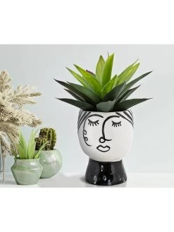 Bloempot Wit/zwart - (H)18 X Ø 14 Cm -Home Uitgebreid Winkel mauro ferretti bloempot wit zwart h 18 x o 14 cm 2