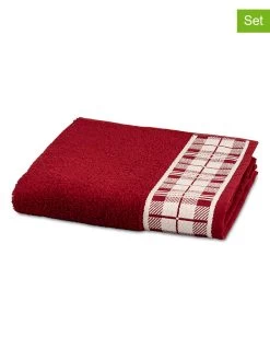 3-delige Set: Handdoeken "Tartan" Rood