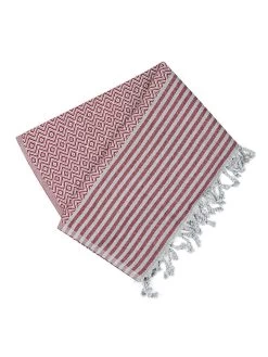 Hamamdoek "Fenomen" Bordeaux - (L)190 X (B)105 Cm -Home Uitgebreid Winkel ottoman hamamdoek fenomen bordeaux l 190 x b 105 cm 1