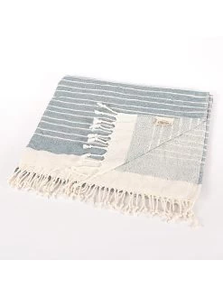 Hamamdoek "Fenomen" Petrol/crème - (L)190 X (B)105 Cm -Home Uitgebreid Winkel ottoman hamamdoek fenomen petrol creme l 190 x b 105 cm 2