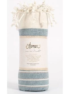 Hamamdoek "Fenomen" Petrol/crème - (L)190 X (B)105 Cm